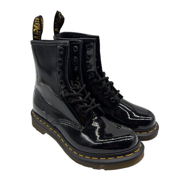 Dr. Martens Womens 1460 Patent Leather Boots Size 6 Black - Picture 1 of 8